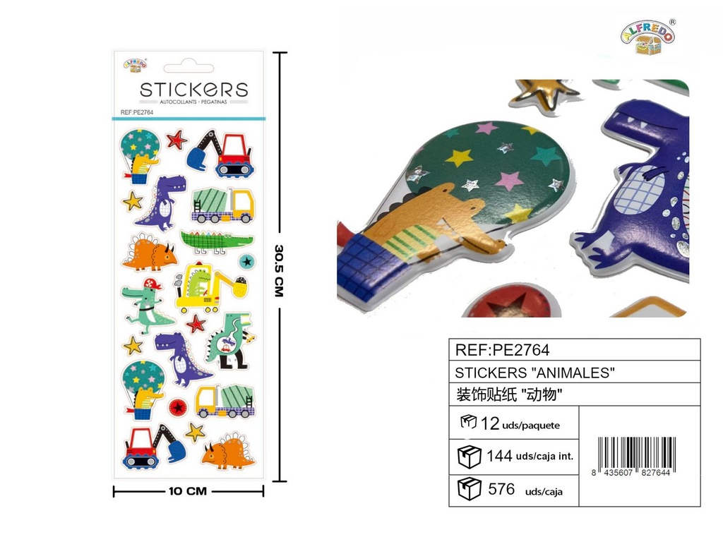 Stickers "Animales" 10X30.5CM - Artículos de papelería