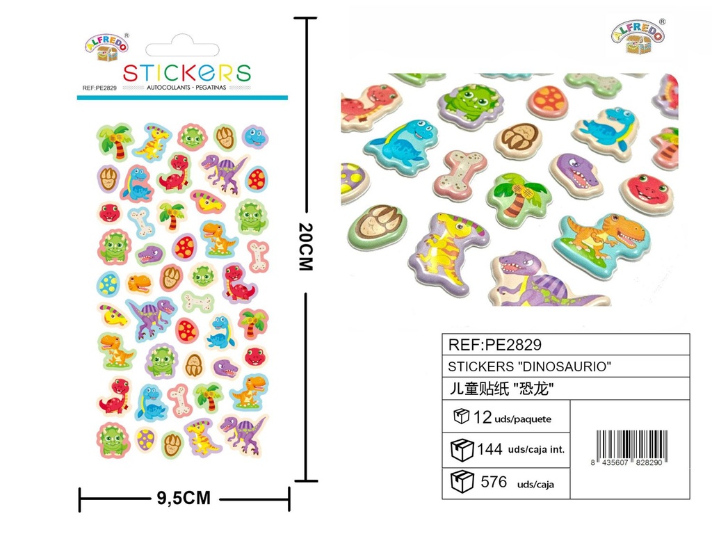 Stickers "Dinosaurio" 9.5X20CM - Artículos de papelería