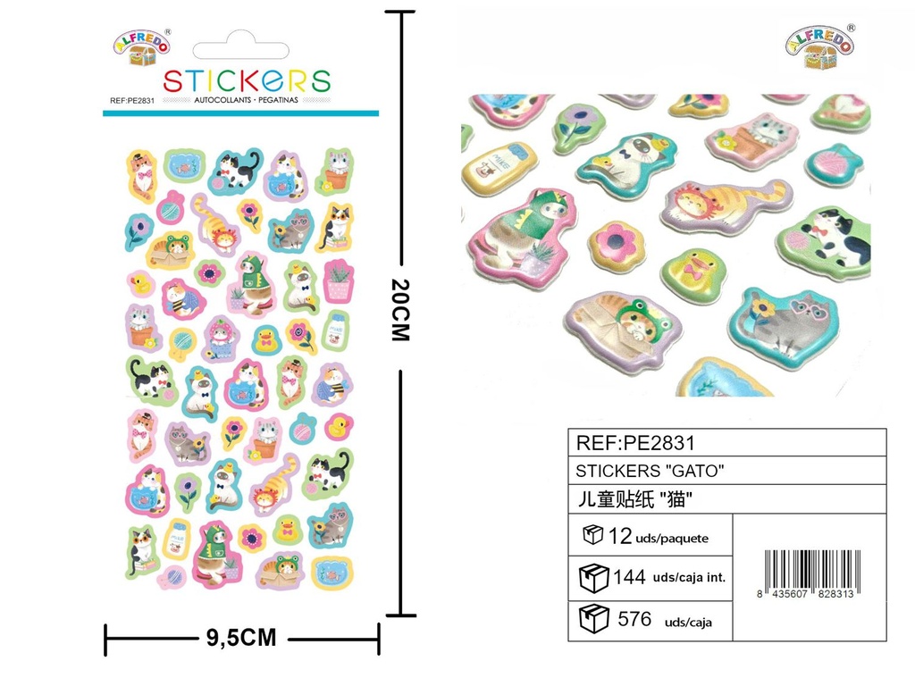Stickers "Gato" 9.5X20CM - Artículos de papelería