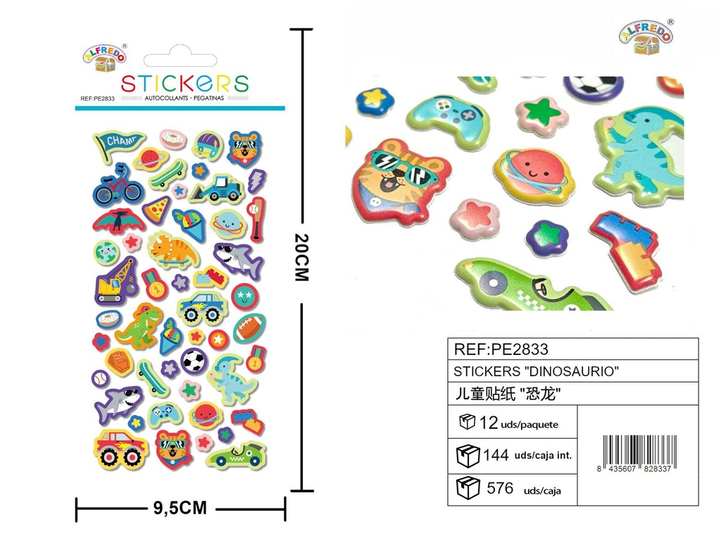 Stickers "Dinosaurio" 9.5X20CM - Artículos de papelería