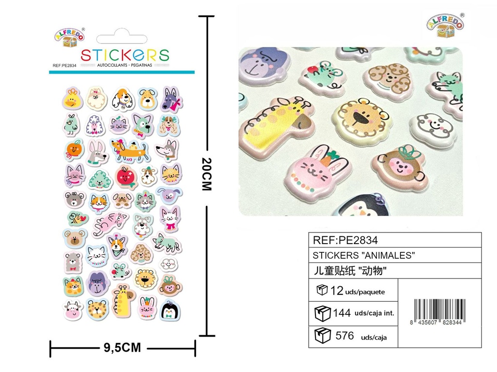 Stickers "Animales" 9.5X20CM - Artículos de papelería