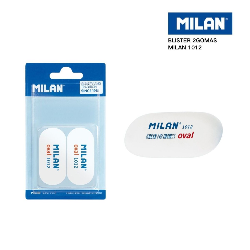Blister con 2 gomas de borrar MILAN 1012 - Papelería escolar