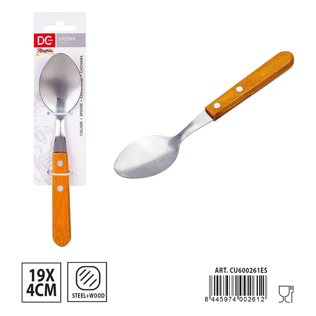 Cuchara con mango de madera 19x4 cm - Utensilios de mesa