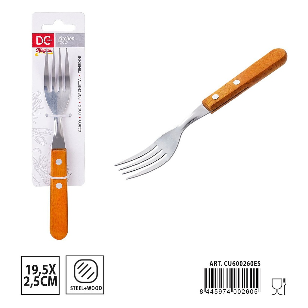 Tenedor con mango de madera 19.5x2.5 cm - Utensilios de mesa