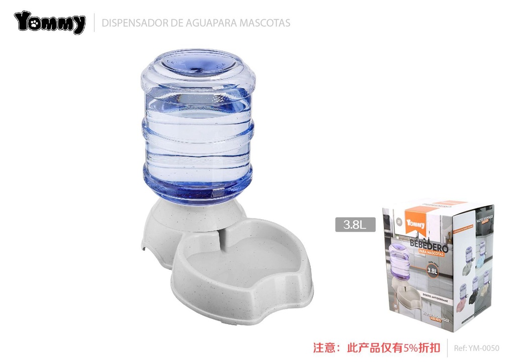Dispensador de agua para mascotas 3.8L gris - Accesorios para mascotas