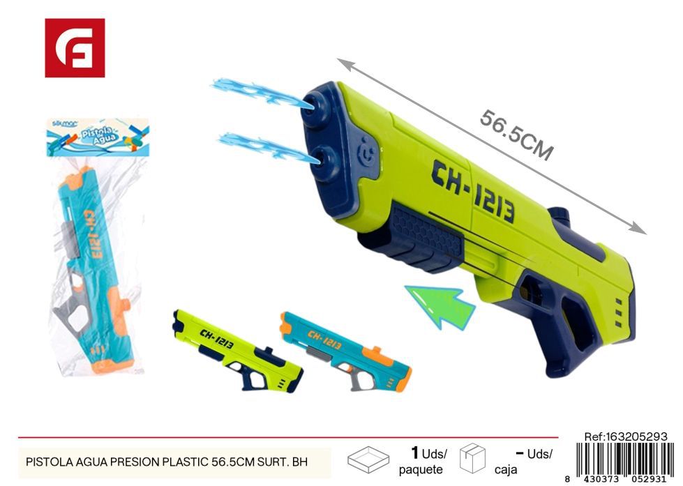 Pistola de agua a presión de plástico 56.5 cm surtido - Juguetes de verano acuáticos