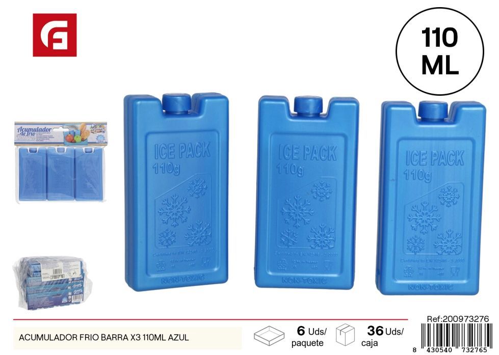 Acumulador frío barra x3 110ml azul - Utensilios de cocina y refrigeración