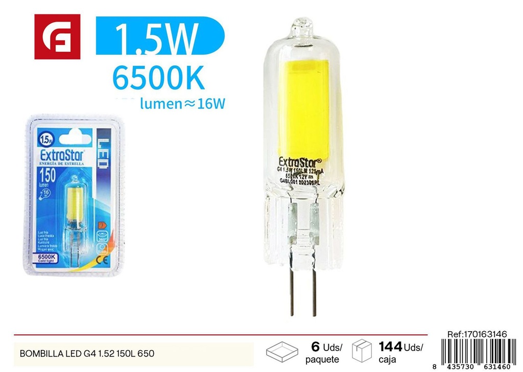 Bombilla LED G4 1.52 150L - Iluminación LED G4 efectiva y de calidad