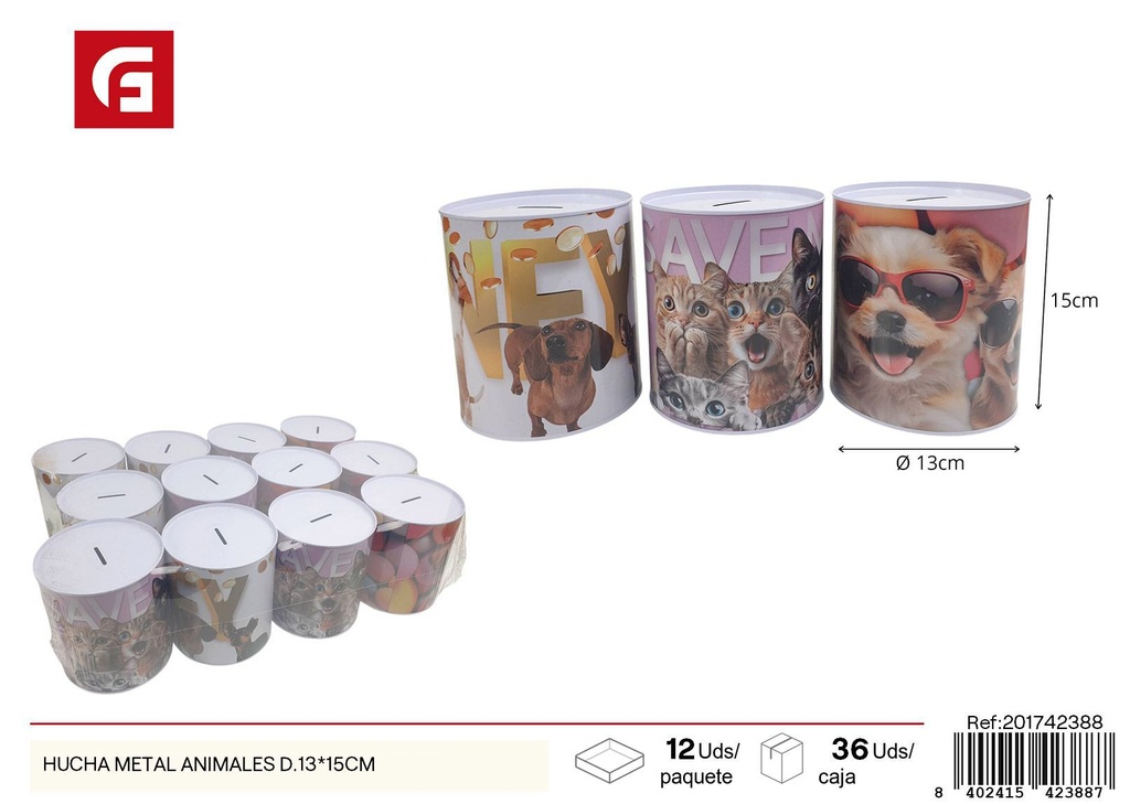 Hucha metal animales 13x15 cm - Adornos de decoración infantil