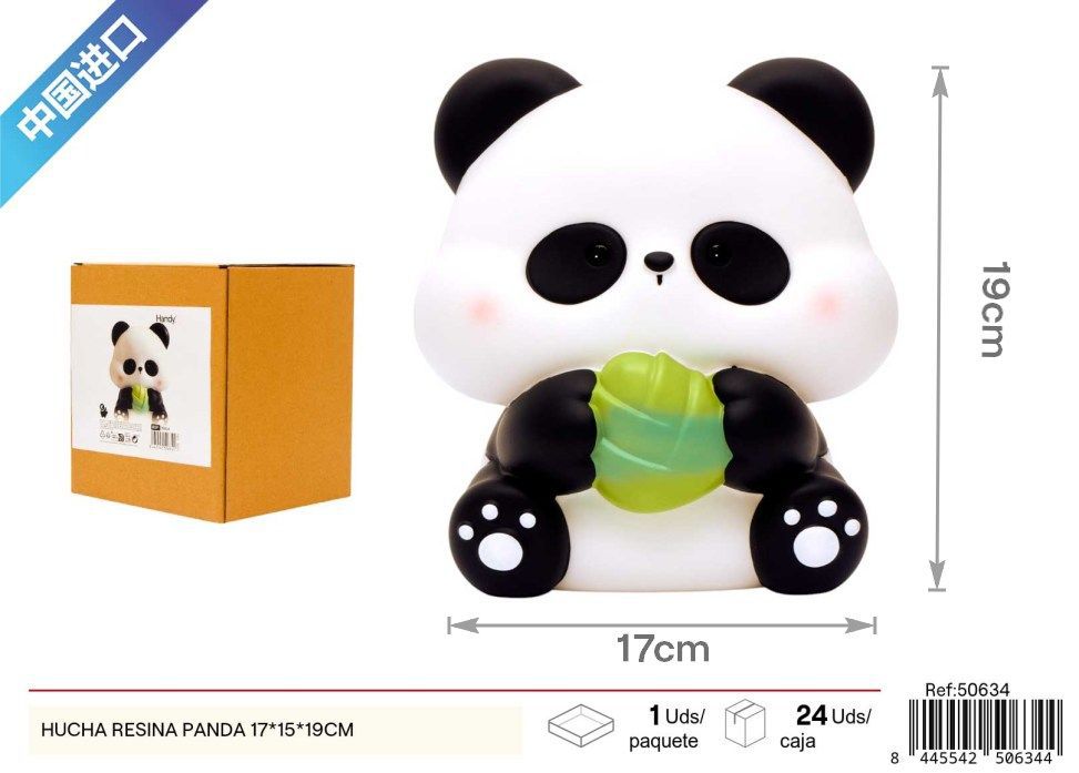 Hucha de resina panda 17x15x19cm - Diseño divertido y funcional para ahorrar