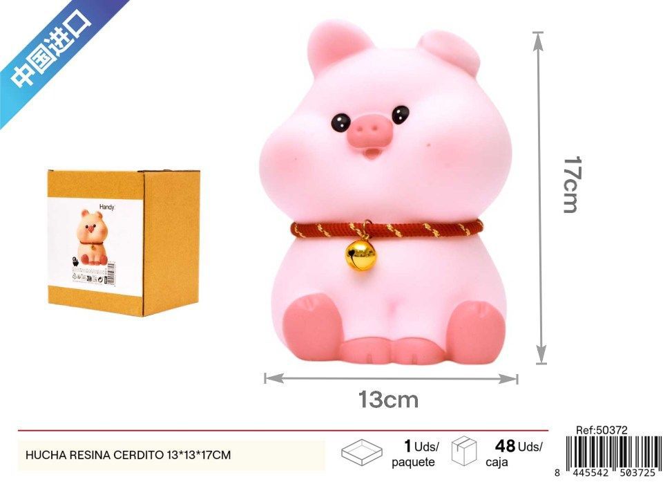 Hucha de resina cerdito 13x13x17cm - Funcionabilidad encantadora para ahorrar