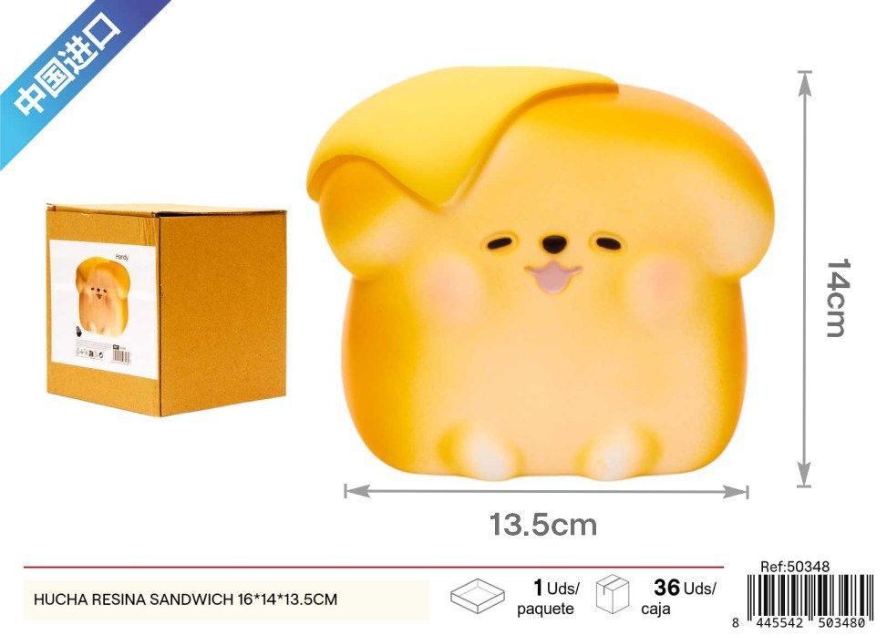 Hucha de resina sándwich 16x14x13.5cm - Diseño encantador para ahorrar