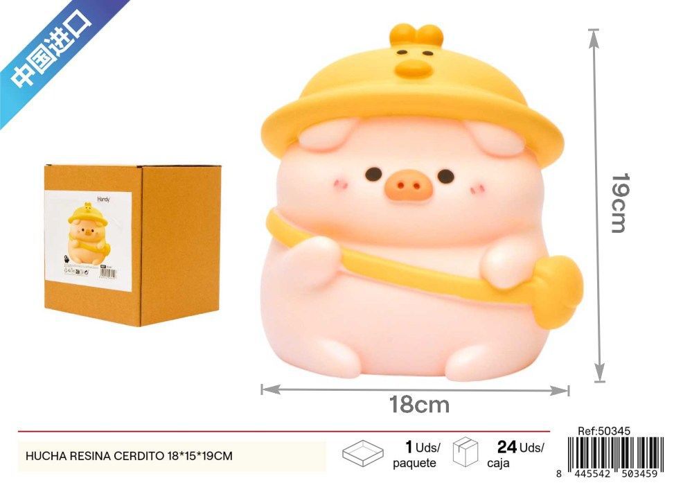 Hucha de resina cerdito 18x15x19cm - Decoración y funcionalidad unidas