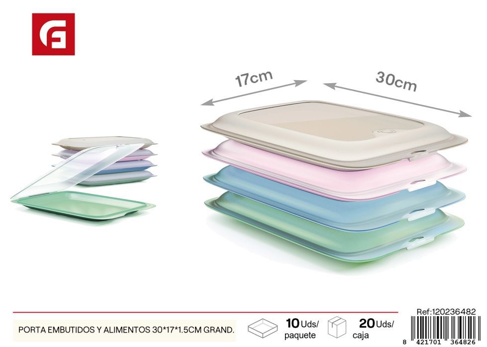 Contenedor grande para embutidos y alimentos de 30x17x1.5 cm - Utensilios de cocina para almacenamiento