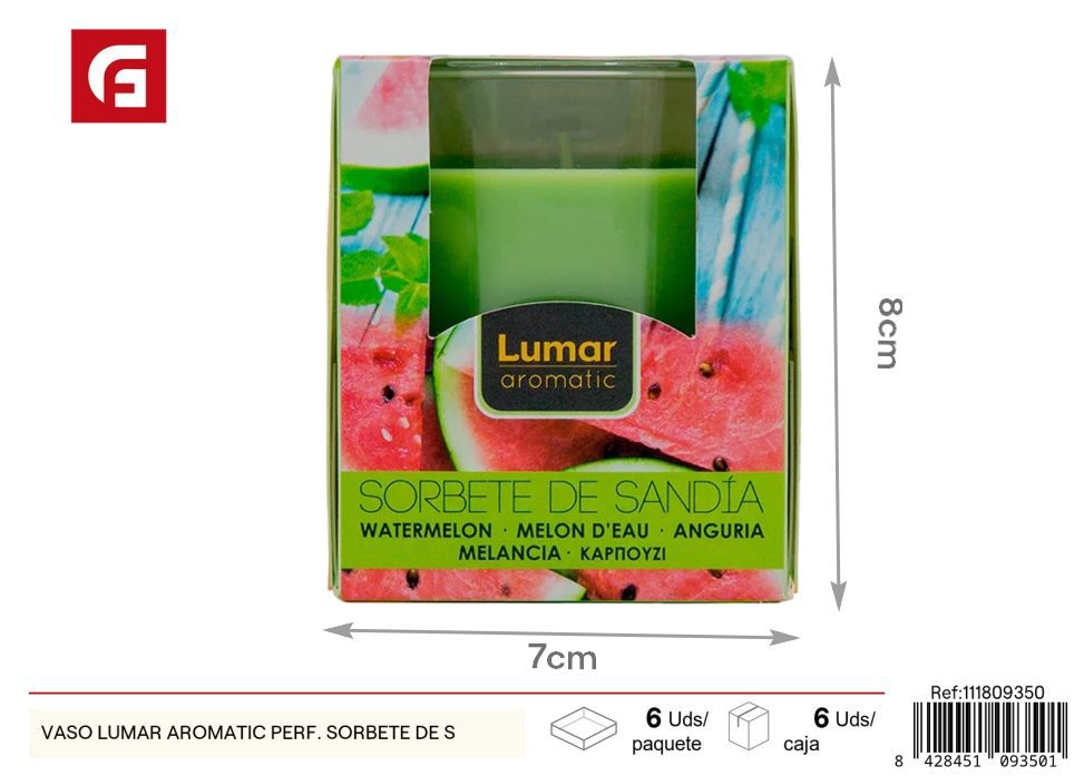 Vaso Lumar aromático. sabor a sandía - Frescura en forma de vela