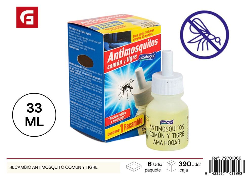 Recambio antimosquito común y tigre - Protección efectiva contra mosquitos