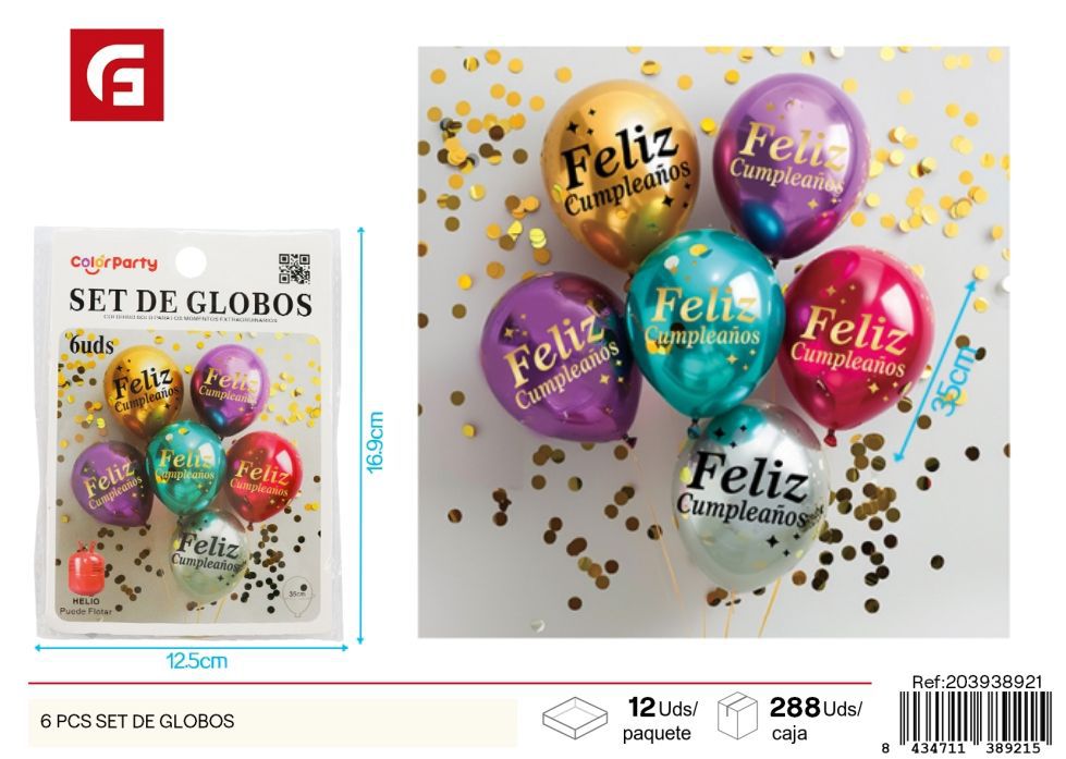 Set de globos de cumpleaños en español 6 piezas - Artículos de fiesta