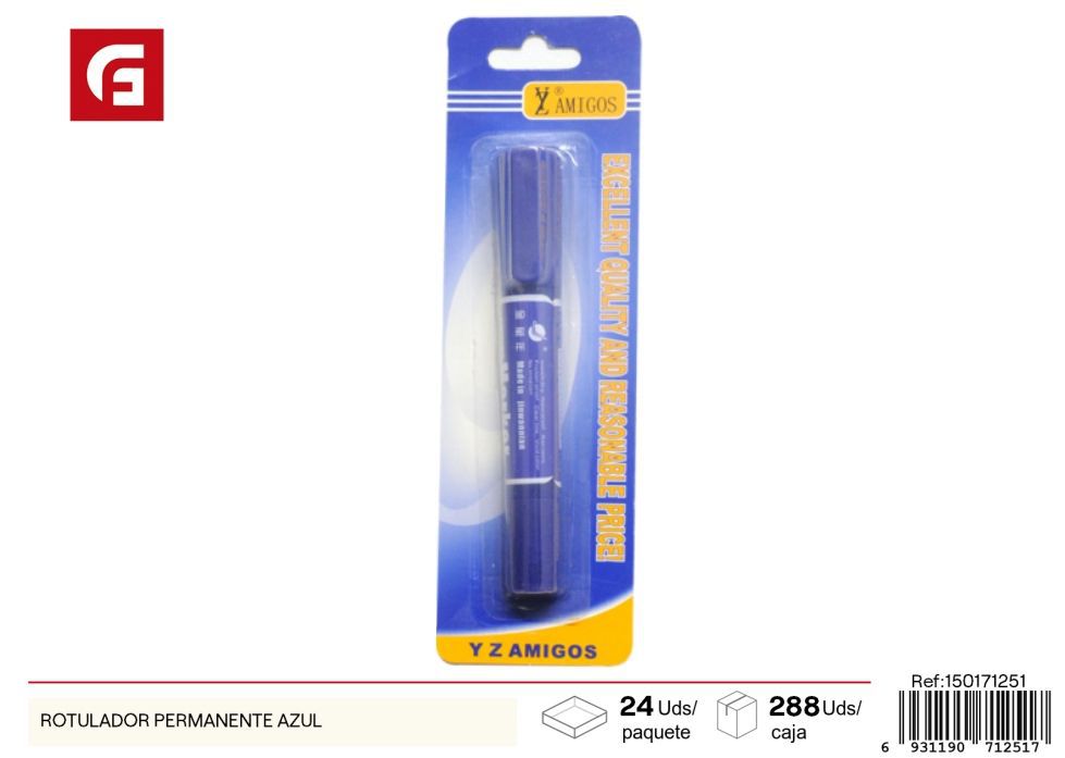 Rotulador permanente azul doble punta - Material escolar y rotuladores