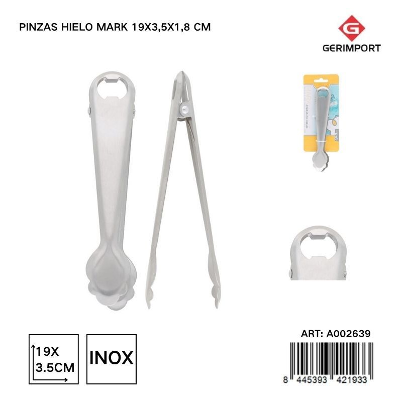 Pincas para hielo de acero inoxidable 19x3.5x1.8 cm - Utensilios de cocina