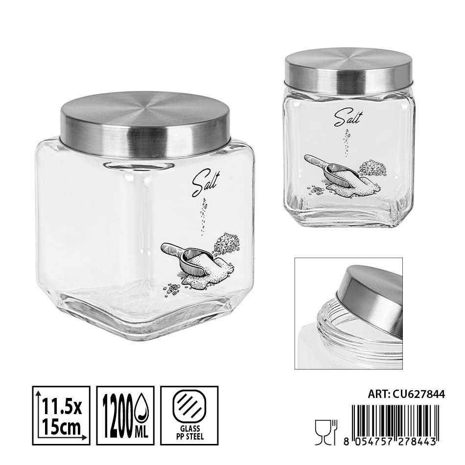 Bote de vidrio con tapa para sal 11.5x15 cm 1200 ml - Almacenamiento en vidrio