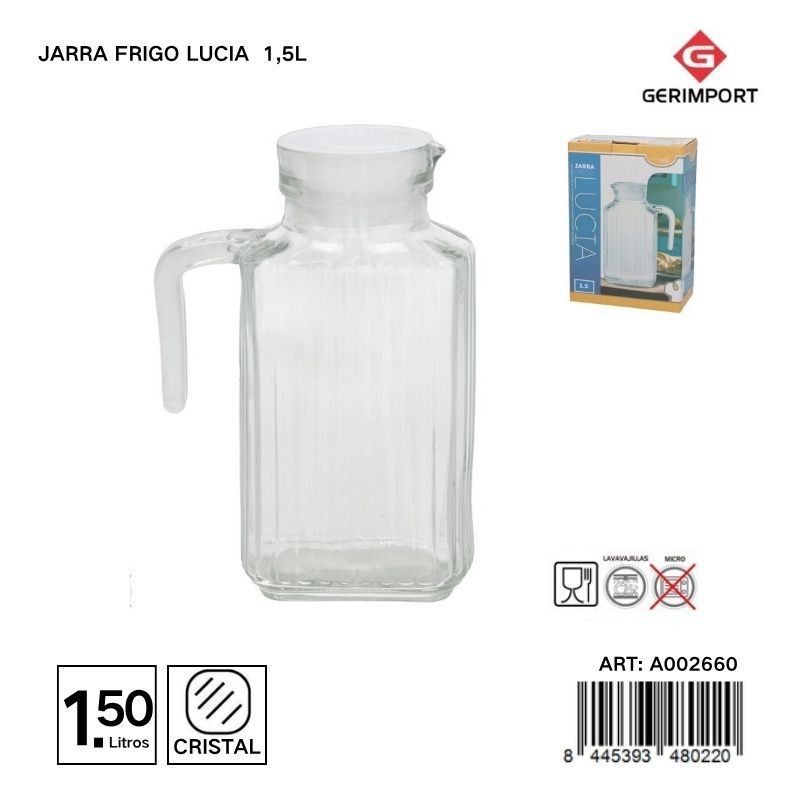 Jarra de vidrio frigo Lucía 1.5L - Accesorios de cocina y jarras de cristal