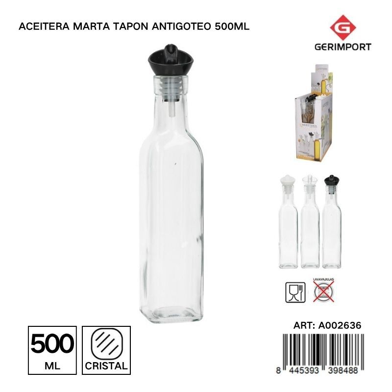 Aceitera Marta antigoteo 500ML - Práctica para cocina y barbeque