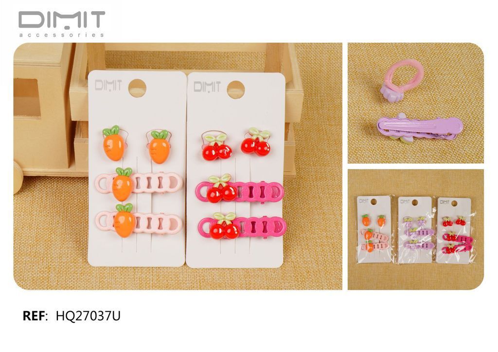 Pack de gomas y pinzas frutas - Pack de 12 unidades