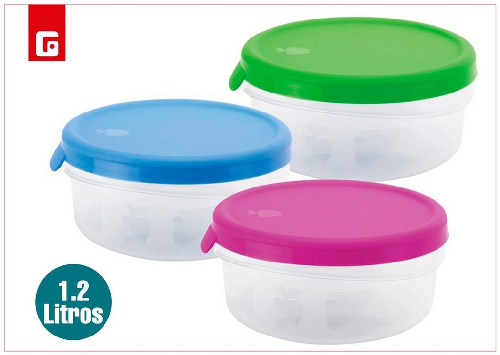 Taper redondo hermético de 1.2L - Utensilios de cocina de plástico