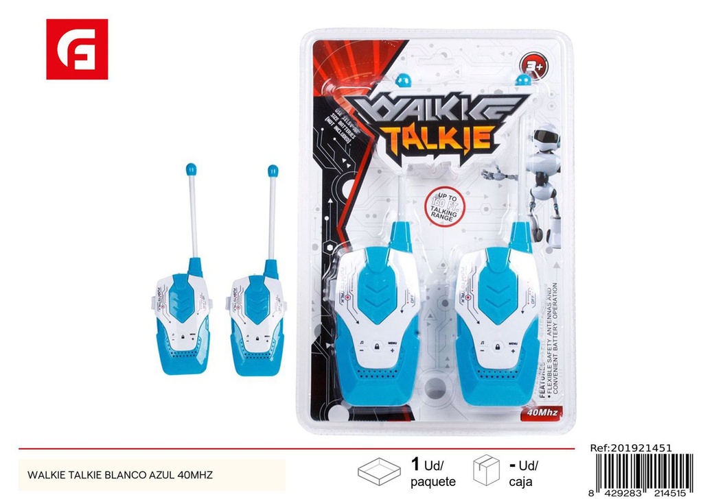 WALKIE TALKIE blanco y azul 40MHZ - Juguetes