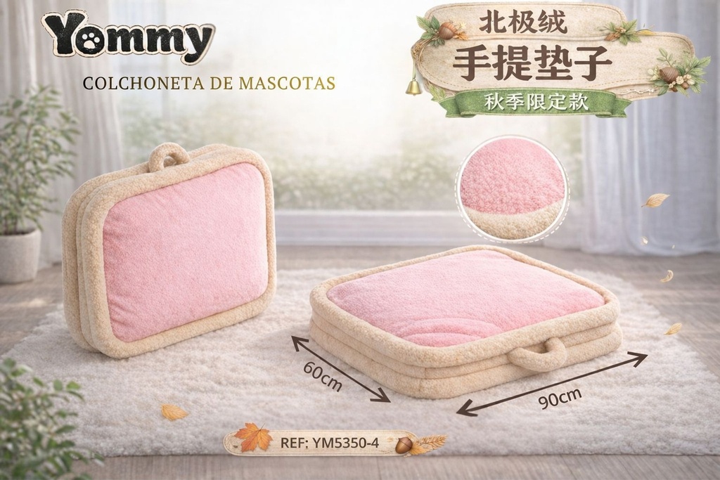 Colchoneta de perro portátil 60x90 cm en color rosa - Accesorios para mascotas
