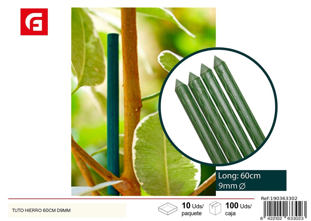 Tutor de hierro 60 cm diámetro 9 mm - Apoyo para plantas y jardín