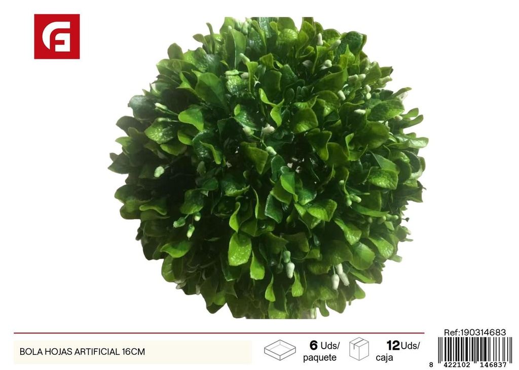 Bola de hojas artificial 16 cm - Decoración de jardín y plantas artificiales