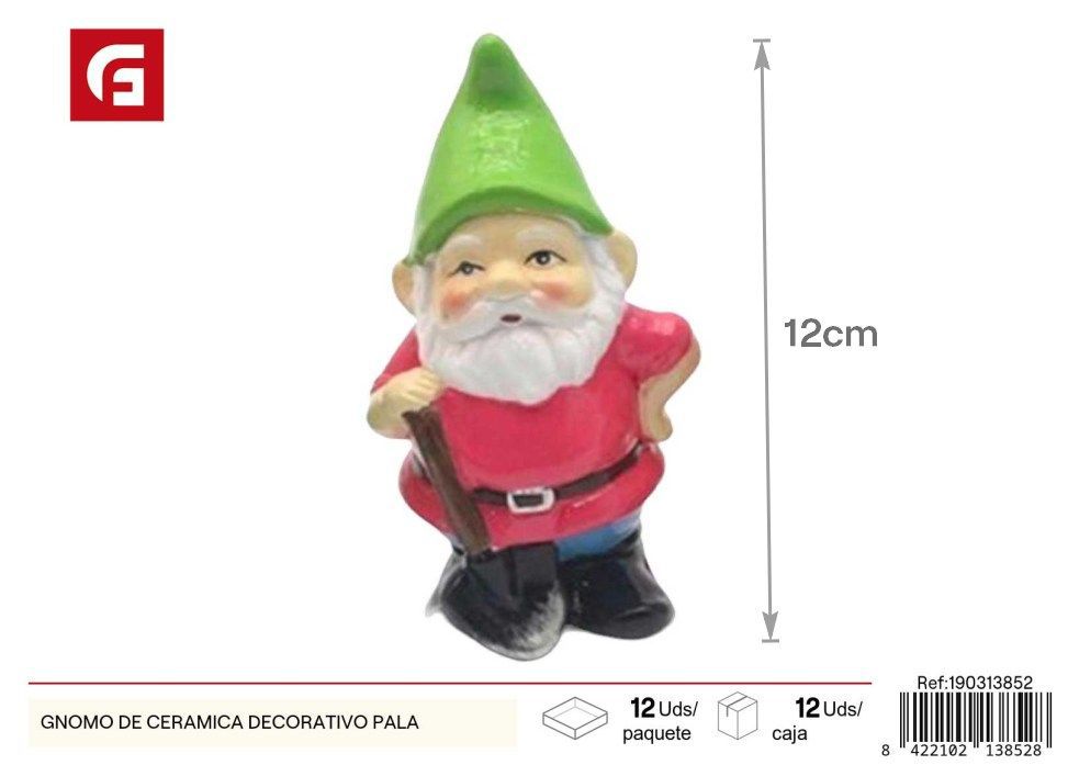 Gnomo de cerámica decorativo pala - Accesorios de jardín y decoración