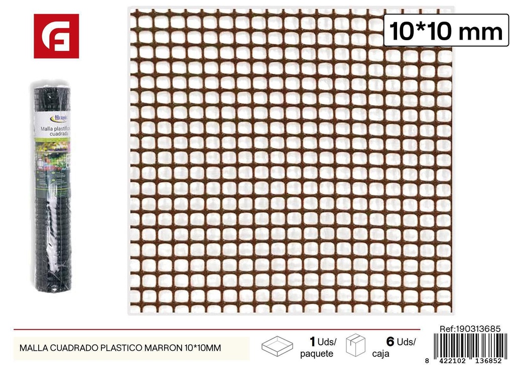 Malla cuadrado plástico marrón 1x5 m - Mallas de ocultación y protección del jardín