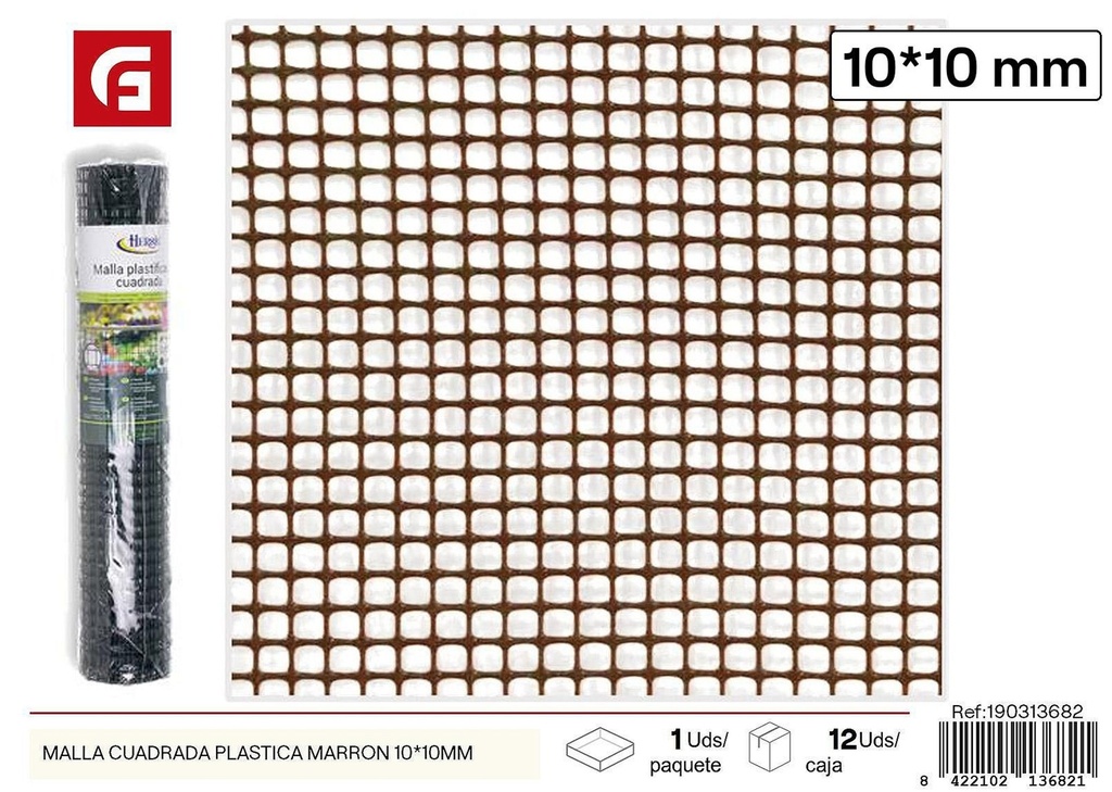 Malla cuadrada de plástico marrón 0.5x5m - Accesorios de jardín