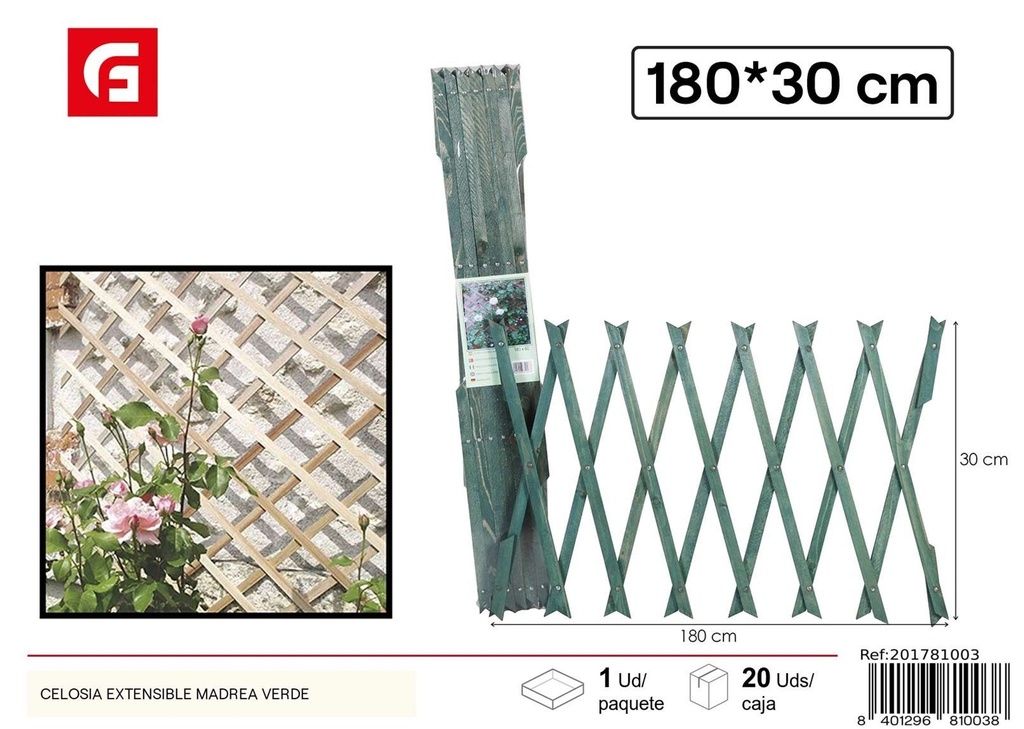 Celosía extensible de madera verde - Jardín y accesorios para exteriores