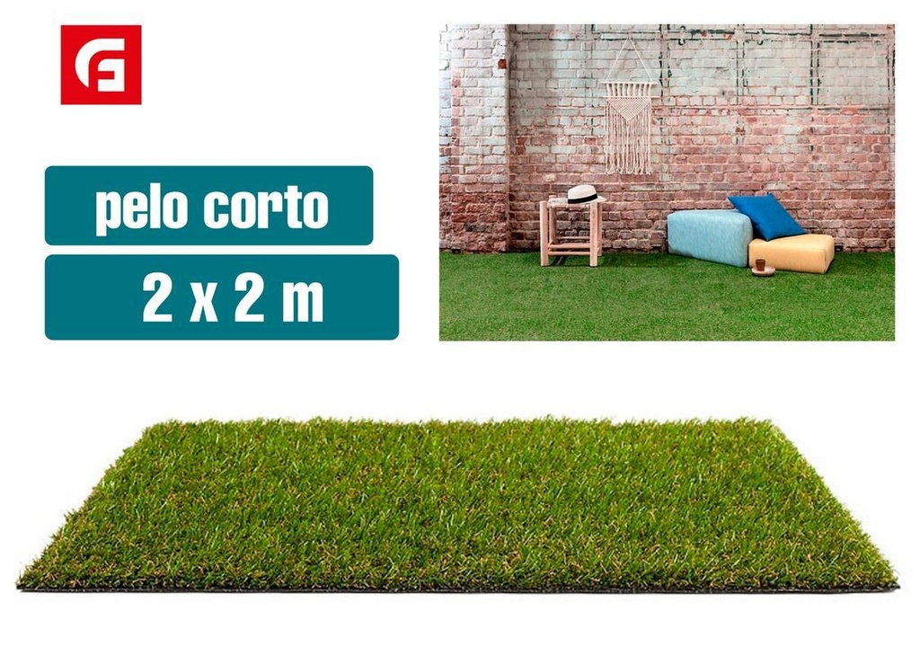 Césped artificial de pelo corto - 2x2 m