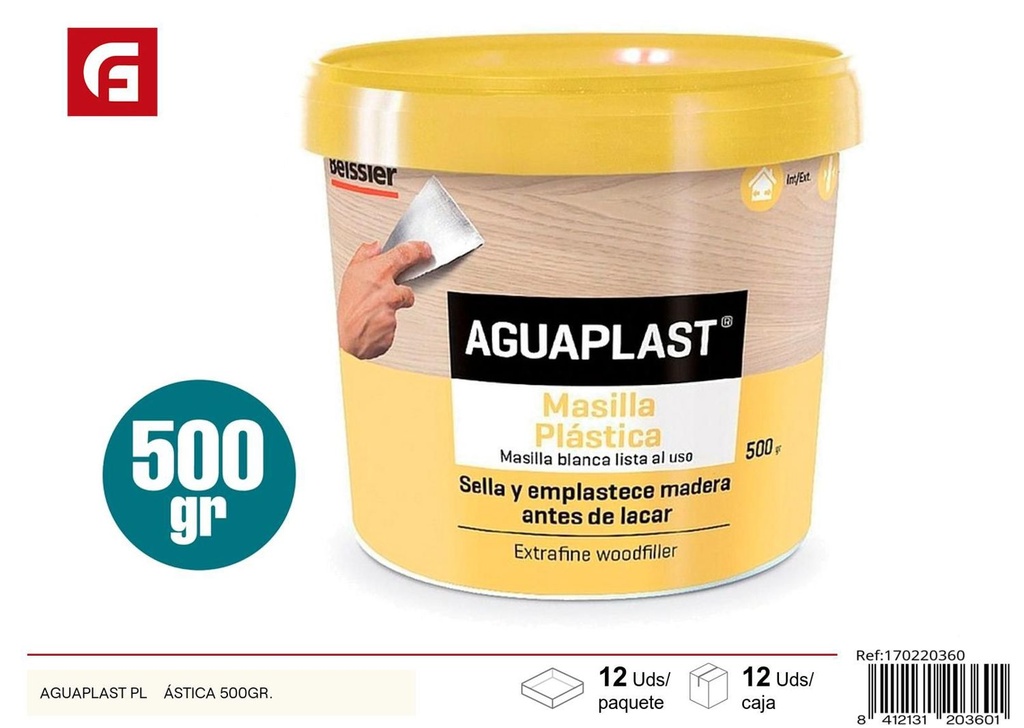 Masilla plástica Aguaplast 500 g - Pintura y masillas en bote