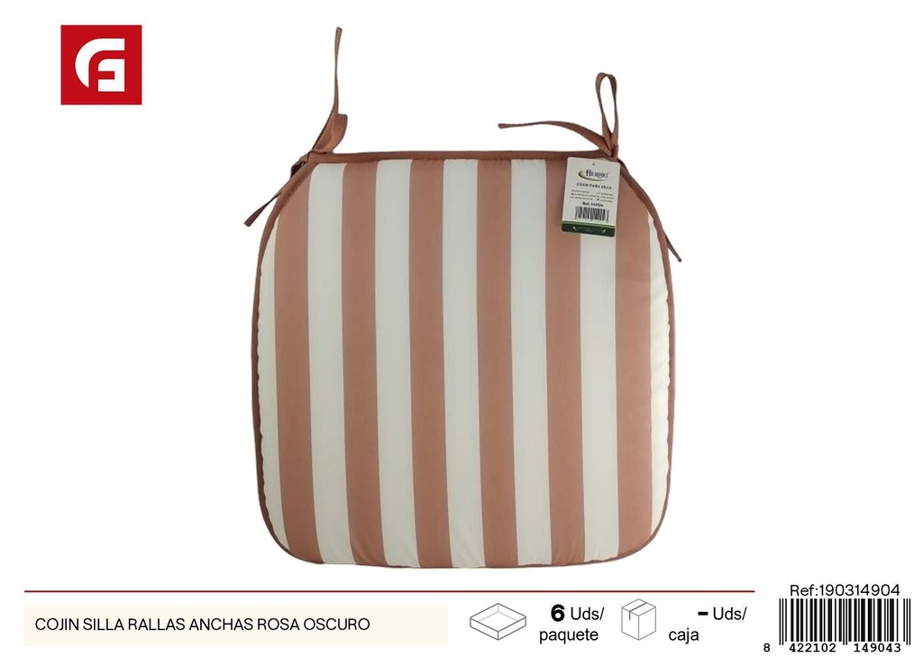 Cojín para silla a rayas anchas rosa oscuro - Textiles para el hogar y decoración