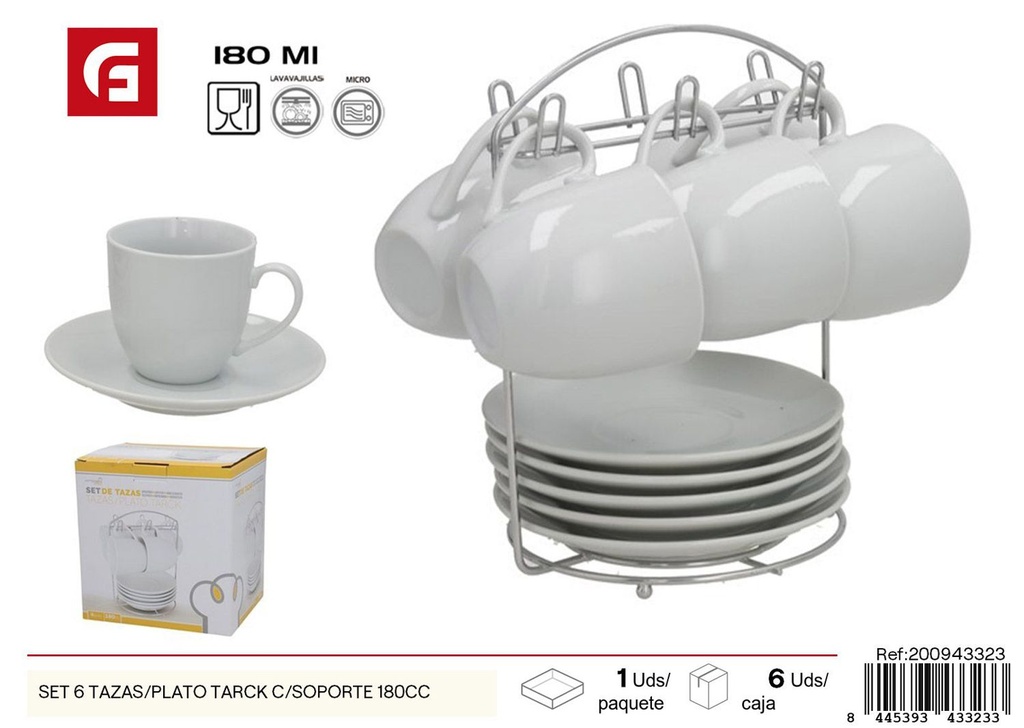 Set de 6 tazas/plato Tarck con soporte 180 cc - Tazas de café