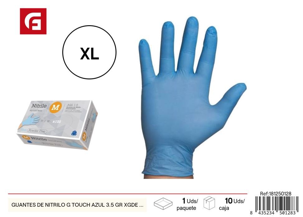 Guantes de nitrilo G Touch azul 3.5 gr talla XL - Accesorios de limpieza