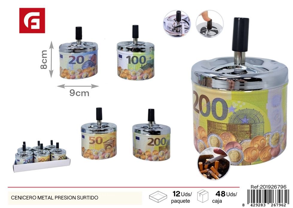 Cenicero de metal de aluminio surtido - Diseño elegante para fumar