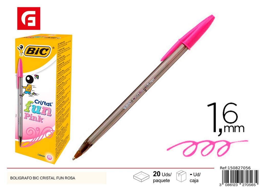 Bolígrafo BIC Cristal Fun rosa - Papelería y material escolar