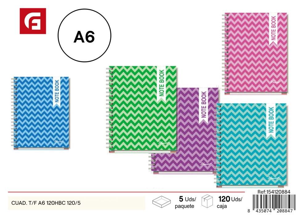Cuaderno A6 con 120 hojas de tipo T/F 120/5 - Material de escritura y organización