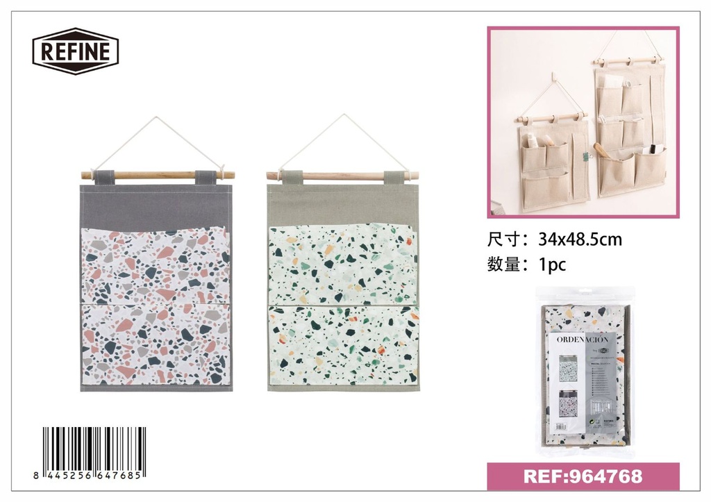 Organizador colgante de algodón y lino 3 bolsillos 30*66 cm - Almacenamiento para el hogar