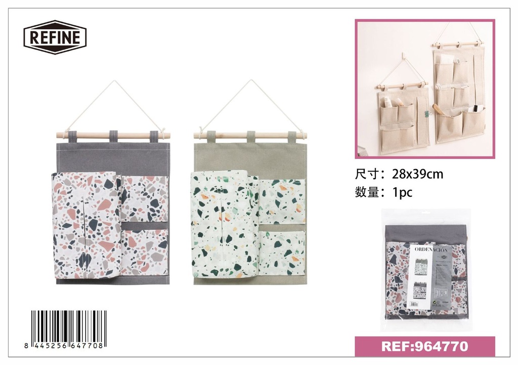 Organizador colgante de algodón y lino con dispensador de pañuelos 28*39 cm - Almacenamiento para el hogar