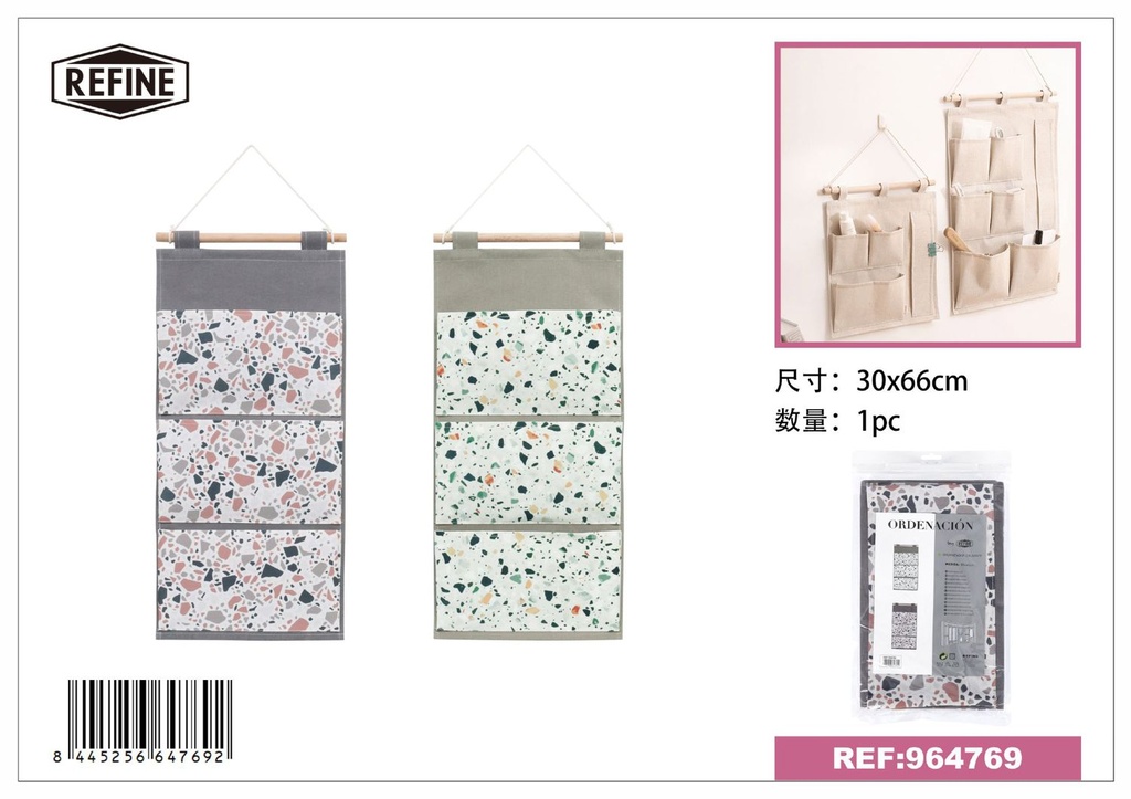 Organizador colgante de algodón y lino 4 bolsillos 30*84 cm - Almacenamiento para el hogar
