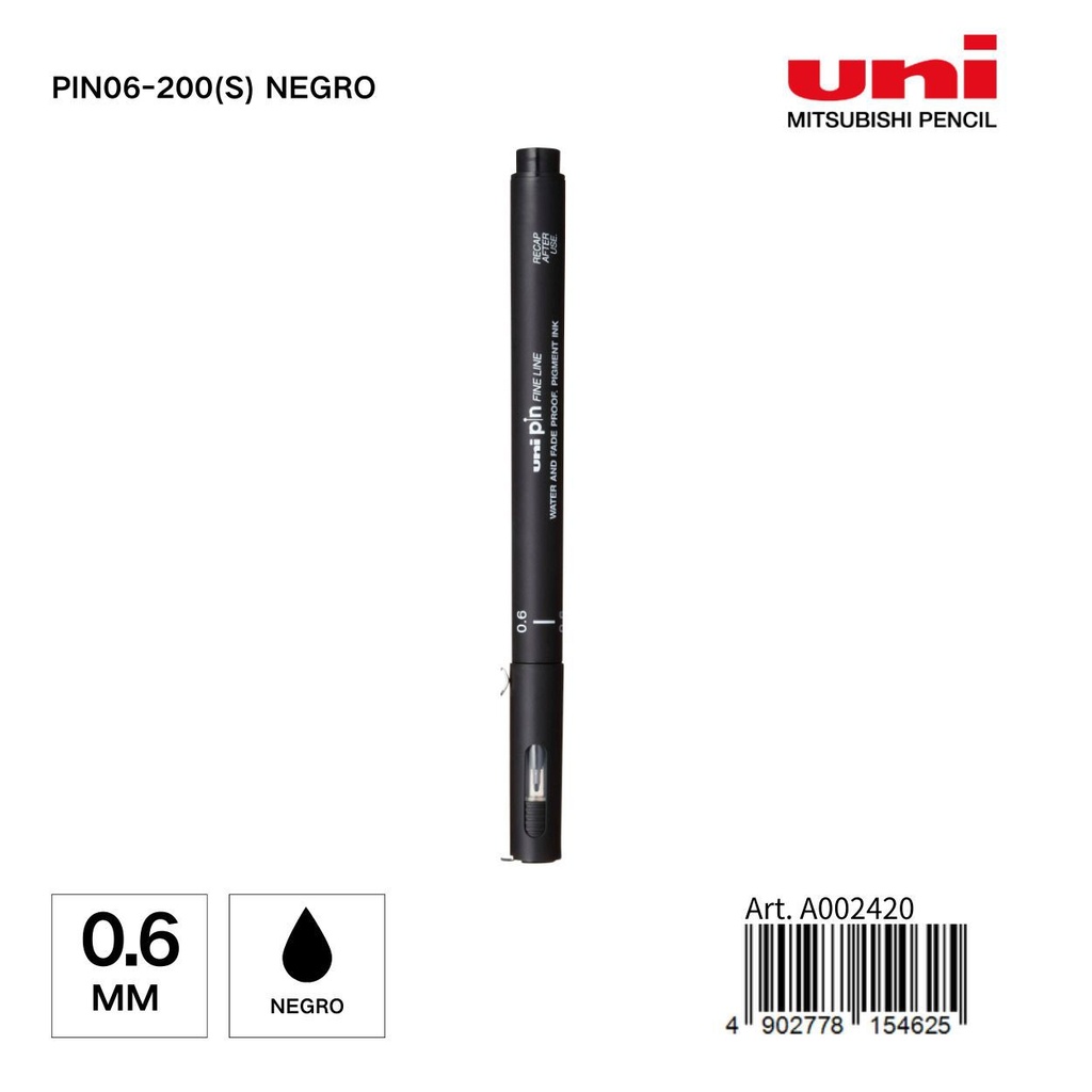 Marcador de tinta UNI-PIN 0,6 mm negro - Papelería y materiales de escritura