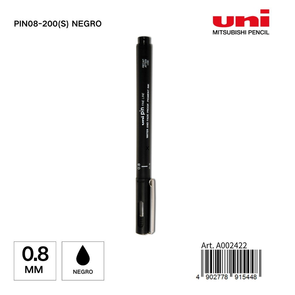 Marcador de tinta UNI-PIN 0,8 mm negro - Papelería y materiales de escritura