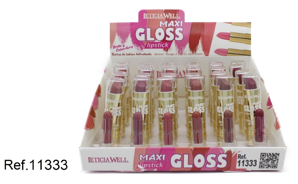 Barras de labios oro maxi gloss 11333 24/u - Labios y cosméticos
